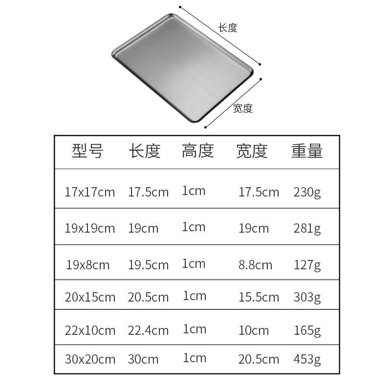 Plaque rectangulaire à bords droits (Argent 201)