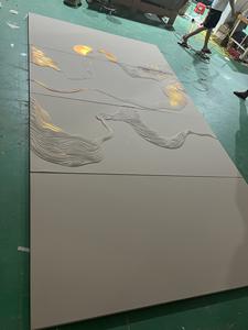 热卖现代3D墙板新设计电镀金聚氯乙烯经典风格3D墙装饰防水防火 - Product Image 4