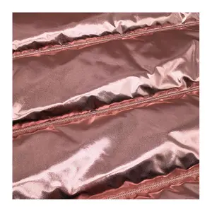 shiny metal pink hot stamping foil stripe thermal waterproof quilted fabric for jacket/coat/bag