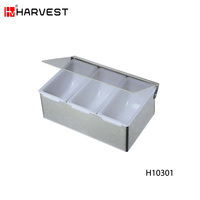 3 supports en plastique avec couvercle, boîte à condiments en acier inoxydable, boîte à épices