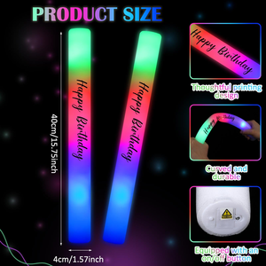 Led <b>Light</b> up Foam <b>Sticks</b> Glow in Dark <b>Sticks</b> with 3 Colors Flashing Baton Wands Party Supplies for Wedding Raves Concert - Product Image 2