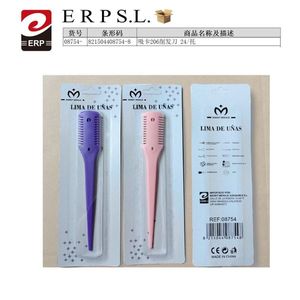 Lima de uñas, paquete de 24 unidades, color morado y rosa, para manicura y pedicura - Product Image 1