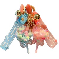 Offre Spéciale – Porte-clés mignon en forme de sucette avec perles à bulles, bouteilles de sable flottant en acrylique, petits ornements de style dessin animé, étanches