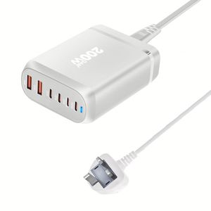 Multiple USB Desktop 200W GaN Charger 100W 20W 18W PD Type C Fast <b>Charging</b> <b>Adapter</b> for Laptop US EU UK AU Plug Phone Charger - Product Image 6