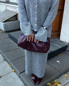Ensemble deux pièces en tricot rétro pour femme-Cardigan à grand col et <span class=keywords><strong>jupe</strong></span> mi-longue en <span class=keywords><strong>rose</strong></span> pour l'automne, l'<span class=keywords><strong>hiver</strong></span> et les vêtements élégants - Product Image 5