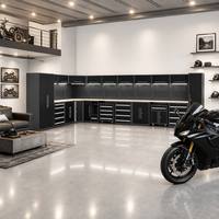 Meuble d'atelier robuste avec établi et coffres à outils métalliques pour garage – Système de rangement combiné