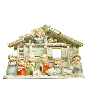 Engel Standbeeld Kerst Verhaal Manager Scène Voor Religie Decor Cartoon Kerststal Figurine Set Hars Saint Jude Heilige Figurine