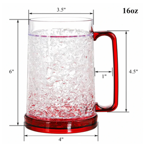 16 oz, tasse de <span class=keywords><strong>bière</strong></span> à double paroi en plastique pour <span class=keywords><strong>congélateur</strong></span>, tasse de <span class=keywords><strong>bière</strong></span> claire congelée - Product Image 2