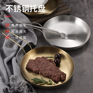 Plateau à steak en acier inoxydable 304, fond plat, poignée dorée, plateau de service pour usage commercial - Product Image 5