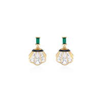 Parure de bijoux Gemnel style océan : collier pendentif coquille Saint-Jacques baguette en CZ blanc, boucles d'oreilles clous, en argent 925 avec cordon en cuir noir – Cadeau idéal