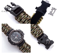 Bracelet de survie étanche 50M, mouvement japonais, sifflet de Parachute, montre boussole de Sport