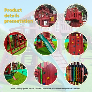 Équipement de terrain de jeu extérieur pour enfants, balançoire en bois adaptée aux enfants avec structure d'escalade, ensemble de terrain de jeu - Product Image 5