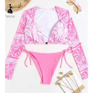 Ensemble bikini brésilien deux pièces YZ en stock, manches longues, avec <span class=keywords><strong>armatures</strong></span>, pour femme - Product Image 6