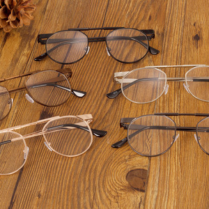 Maidis <b>Round</b> Metal Eyeglasses <b>Frame</b> Unisex Full <b>Frame</b> Plano Lenses Lightweight Retro Design - Product Image 4