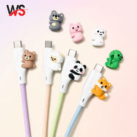 Kabel Data USB C Tipe C ke Tipe C dengan 8 Gaya Figurine Kartun Silikon Lepas Pasang, Kepang, dan Aksesoris yang Dapat Ditukar
