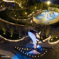Sculpture d'Orca Géante Vincentaa, Statue de Baleine Tueuse Noire et Blanche, Art Public Extérieur pour Parc et Aménagement Paysager