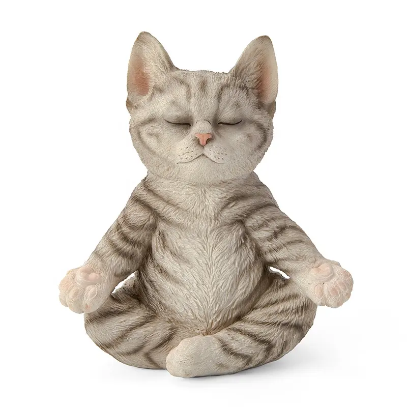 Factory Hand-painted Yoga Cat Figurines Resin Outdoor Cat Garden Animal Decor