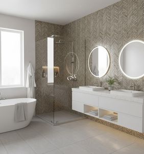 Mosaïque de carreaux en verre cristal de couleur or de luxe pour la décoration de salle de bain et de cuisine, bande linéaire en chevrons pour mur moderne - Product Image 3