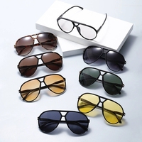 Grandes lunettes de soleil ovales UV400 légères et confortables, style aviateur tendance, avec logo personnalisé, verres dégradés surdimensionnés, vente en gros