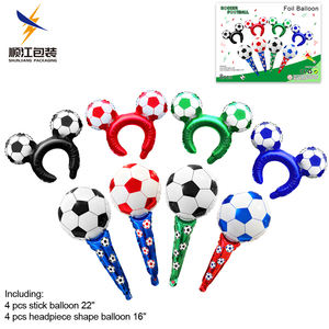 Vente en gros usine : <span class=keywords><strong>Ensemble</strong></span> de 8 ballons de célébration en aluminium en forme de bâton, thème football, pour le soutien des équipes - Product Image 1