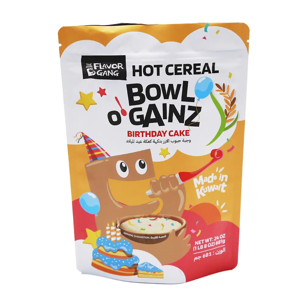 Sac d'emballage de céréales de petit déjeuner en plastique personnalisé de qualité alimentaire granola avoine muesli avec logo propre personnalisé