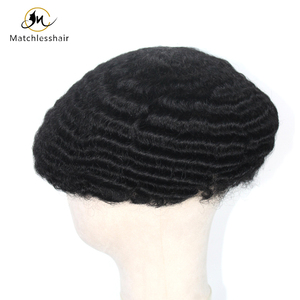 Pizzo 10mm Afro onda arricciatura per gli uomini neri unità di ricambio dei capelli 130% densità africano americano unità di capelli parrucche - Product Image 3