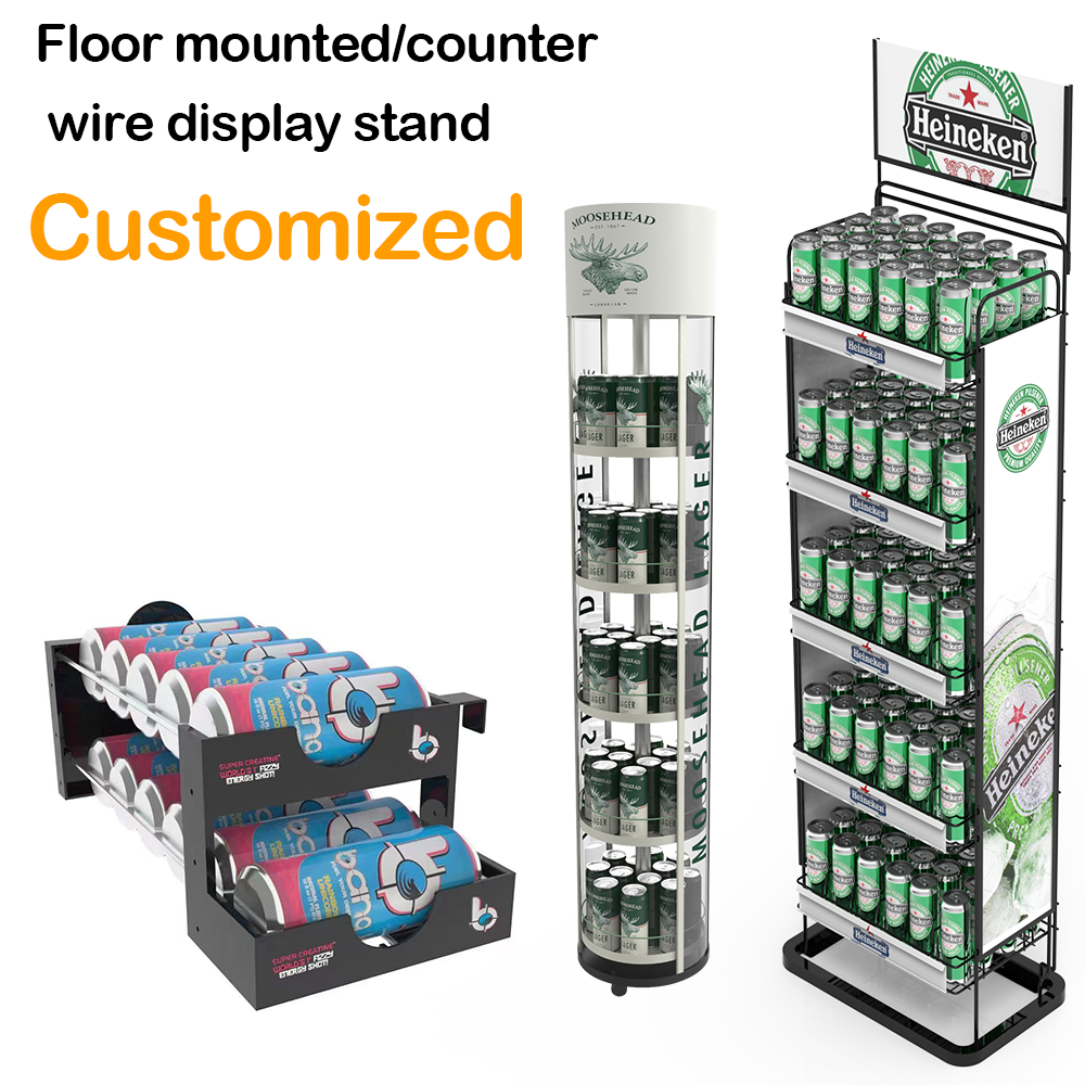 Apache Customized Light Duty Single-Sided Metal Wire Floorstanding Display Stand for Supermarkets Liquor Stores High-Traffic — view 2