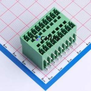 ZX-DGRH-3.81-9P Plug-in Terminal Block Bent Lead Through Hole,P=3.81mm Board-to-Board / Socket - Closed 2x9P 3.81mm Green - Product Image 1