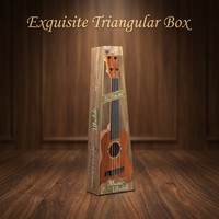 Wholesale Musical Instrument Kids Toy 4 String Round Hole Wood Grain Acoustic Ukulele for Beginners