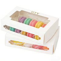 Boîtes à macarons en carton kraft biodégradable marron avec fenêtre transparente, emballage de boulangerie pour truffes et desserts