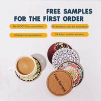 Sous-verres en MDF écologiques avec support en liège, antidérapants, durables, surface résistante à la chaleur pour tasses à café et à thé, usage domestique, cuisine, bureau