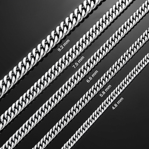 Chaînes cubaines en acier inoxydable 4,8 mm/5,8 mm/6,6 mm/7,5 mm/9,2 mm, collier épais et sportif pour hommes et garçons, de 14 à 30 pouces, idéal pour les fêtes - Product Image 2