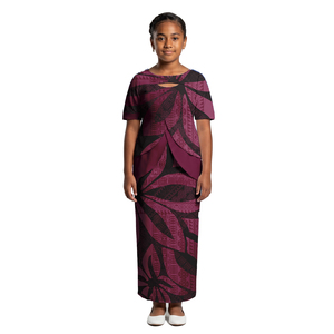 Vestido Puletasi Samoano para Niña, Diseño Tribal Tapa, con Cuello Recortado, Ropa Infantil para Fiesta, Iglesia, Estilo Polinesio - Product Image 2