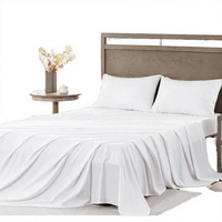 Parure de draps Queen ultra douce en coton brossé, poches profondes, entretien facile, rafraîchissante et respirante, 4 pièces, luxe hôtelier