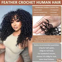 Kit d'extensions de cheveux humains au crochet pré-séparés 50g, bouclés birmans, effet mouillé et ondulé, invisibles, noir naturel