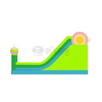 Toboggan gonflable sur le thème des fleurs 9x5m avec échelle d'escalade et filet de sécurité, toboggan sec pour enfants pour fêtes en plein air et parcs d'attractions
