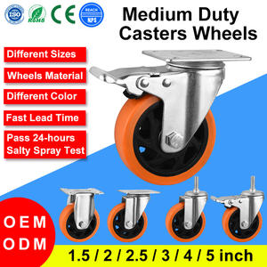 CMCL Mittelschweres Lenkrollenrad aus Polyurethan, Schwenkbar, Feststellbar, 3-4 Zoll, Outdoor, Orange, Maschinenbau, Industrierollen, Hersteller - Product Image 1