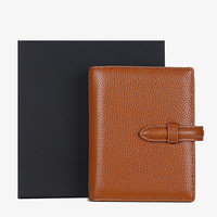 Carnet de notes A7 en cuir véritable avec porte-billets, en cuir de vachette pleine fleur grain litchi, agenda, 14,5x12x2,5cm, 207g