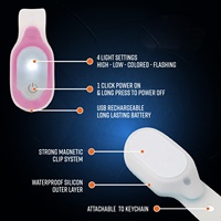 Lampe torche à clipser avec fixation magnétique pour vêtements, sécurité nocturne mains libres, étanche IP44, rechargeable, LED blanc/rouge, pour la marche et la course