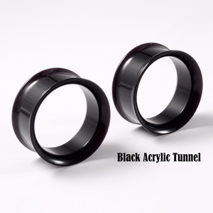 Negro blanco transparente acrílico hueco cuerno oreja túneles cintura sólida tambor pendientes mujeres hombres cuerpo joyería oreja expansión <span class=keywords><strong>OUSLY</strong></span> - Product Image 3