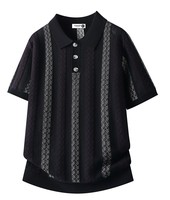 Polo en tricot rayé vintage pour homme, respirant, protection solaire, tendance, manches courtes, haut décontracté
