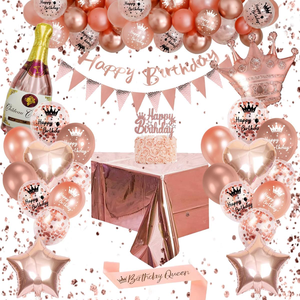 Set <span class=keywords><strong>de</strong></span> Decoración <span class=keywords><strong>para</strong></span> Fiesta <span class=keywords><strong>de</strong></span> <span class=keywords><strong>Cumpleaños</strong></span> <span class=keywords><strong>de</strong></span> Mujeres/Niñas con Globos Rosa Oro, Mantel, Pancarta <span class=keywords><strong>de</strong></span> Feliz <span class=keywords><strong>Cumpleaños</strong></span> y Globo <span class=keywords><strong>de</strong></span> Champán - Product Image 1