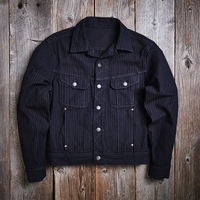 Veste de travail Squirorkop personnalisée à chevrons, boutonnée, style rétro vintage classique, en tissu Dobby asymétrique pour homme