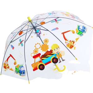 Parapluies pour enfants en gros, imperméables, semi-automatiques, transparents, à motifs de dessins animés, petits parapluies et parapluies droits - Product Image 1