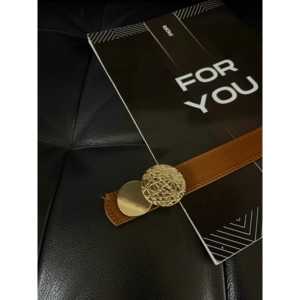 เข็มขัดผู้หญิงหัวเข็มขัดทองทรงกลม Fiori เข็มขัดผ้าหัวเข็มขัดโลหะผสม - Product Image 1