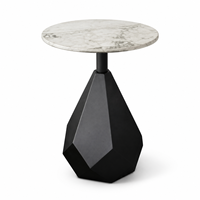 Table basse portable moderne en dalle de roche avec piétement en fer facetté pour salon, hôtel, salle de séjour, OEM ODM, directement de l'usine