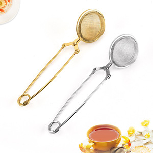 ที่กรองชาแบบตาข่าย สำหรับกรองกาแฟ สมุนไพร เครื่องเทศ  ชุบสีทองและโรสโกลด์ ทำจากสแตนเลส พร้อมหูจับ - Product Image 1