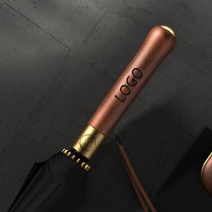 25 Inch Wholesaler Promotional Waterproof Custom Straight Umbrella With Logo Printing High Quality Umbrella With Wooden Handle
