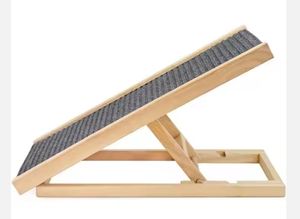 कुत्तों के लिए समायोज्य आधुनिक आयताकार लकड़ी के तह रैंप सीढ़ियों को छोटे जानवरों के लिए ठोस इनडोर आउटडोर पालतू बिस्तर सहायक - Product Image 2