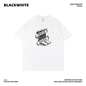 Camiseta de Manga Corta BLACKWHITE de Corte Holgado con Estampado de Bota Vaquera, 100% Algodón, Jersey para Hombre Q63 - Product Image 3